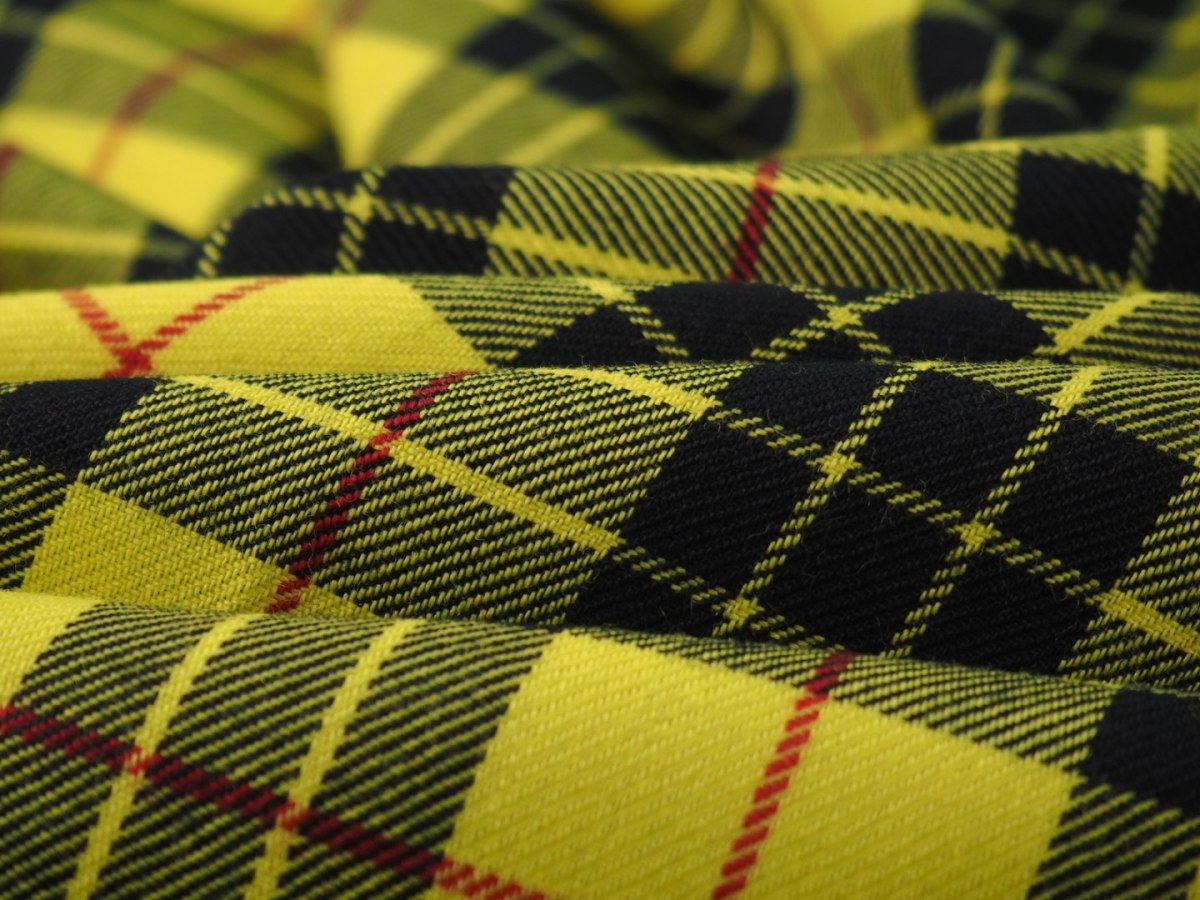 Wełna garsonkowa - Żółta krata tartan Wełna garsonkowa - Żółta krata tartan