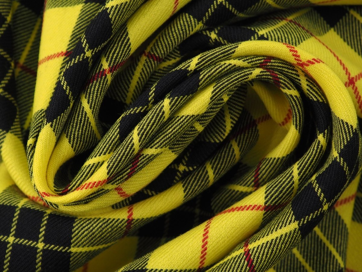 Wełna garsonkowa - Żółta krata tartan Wełna garsonkowa - Żółta krata tartan