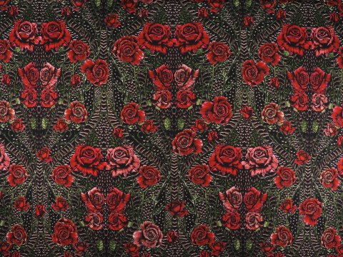 Dzianina wiskozowa - Czerwone róże Roberto Cavalli Dzianina wiskozowa - Czerwone róże Roberto Cavalli