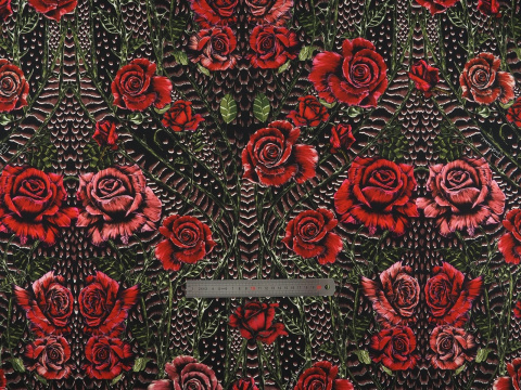 Dzianina wiskozowa - Czerwone róże Roberto Cavalli Dzianina wiskozowa - Czerwone róże Roberto Cavalli