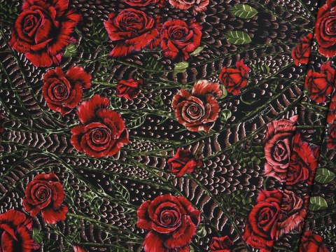 Dzianina wiskozowa - Czerwone róże Roberto Cavalli Dzianina wiskozowa - Czerwone róże Roberto Cavalli