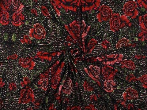 Dzianina wiskozowa - Czerwone róże Roberto Cavalli Dzianina wiskozowa - Czerwone róże Roberto Cavalli