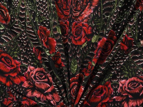 Dzianina wiskozowa - Czerwone róże Roberto Cavalli Dzianina wiskozowa - Czerwone róże Roberto Cavalli