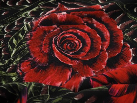 Dzianina wiskozowa - Czerwone róże Roberto Cavalli Dzianina wiskozowa - Czerwone róże Roberto Cavalli