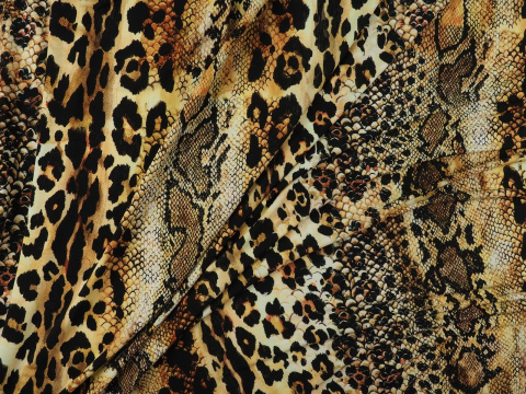 Dzianina wiskozowa - Piaskowy wąż i pantera Roberto Cavalli Dzianina wiskozowa - Piaskowy wąż i pantera Roberto Cavalli