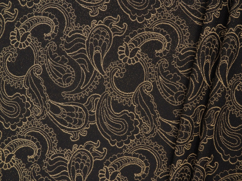 Dzianina wiskozowa - Złoty paisley na czerni Dzianina wiskozowa - Złoty paisley na czerni
