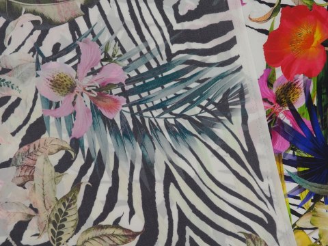 Jedwab - Duże kwiaty i zebra Jedwab - Duże kwiaty i zebra