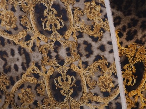 Jedwab elastyczny - Pantera i złote ornamenty Jedwab elastyczny - Pantera i złote ornamenty