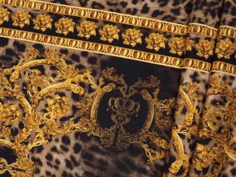 Jedwab elastyczny - Pantera i złote ornamenty Jedwab elastyczny - Pantera i złote ornamenty