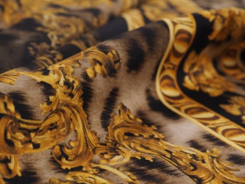 Jedwab elastyczny - Pantera i złote ornamenty Jedwab elastyczny - Pantera i złote ornamenty