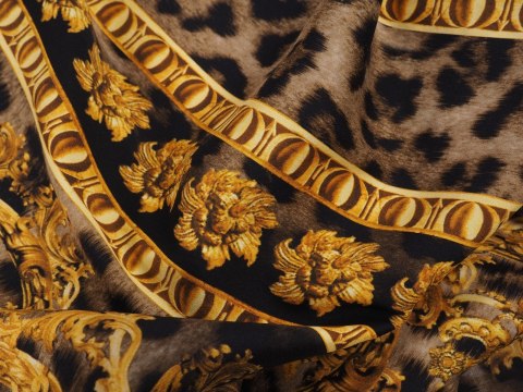Jedwab elastyczny - Pantera i złote ornamenty Jedwab elastyczny - Pantera i złote ornamenty