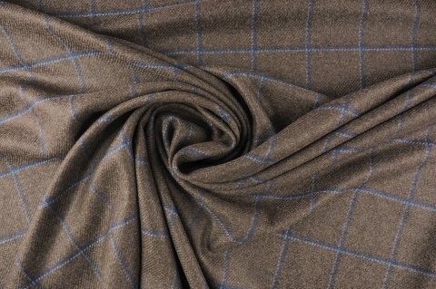Kaszmir Loro Piana - Brązowa krata windowpane Kaszmir Loro Piana - Brązowa krata windowpane