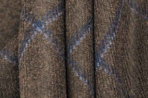 Kaszmir Loro Piana - Brązowa krata windowpane Kaszmir Loro Piana - Brązowa krata windowpane