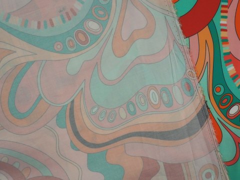 Bawełna elastyczna - Pomarańczowe wzory geometryczne Bawełna elastyczna - Pomarańczowe wzory geometryczne