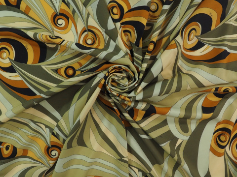 Jedwab sygnowany - Oliwkowe wiry Jedwab sygnowany - Oliwkowe wiry