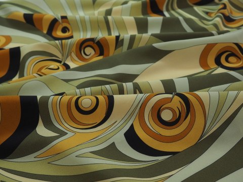 Jedwab sygnowany - Oliwkowe wiry Jedwab sygnowany - Oliwkowe wiry