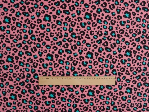 Lycra - Niebieskie cętki na różu Lycra - Niebieskie cętki na różu