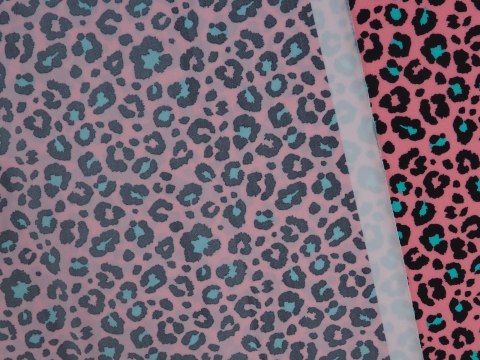 Lycra - Niebieskie cętki na różu Lycra - Niebieskie cętki na różu