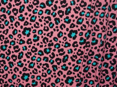 Lycra - Niebieskie cętki na różu Lycra - Niebieskie cętki na różu