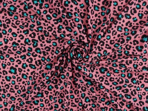 Lycra - Niebieskie cętki na różu Lycra - Niebieskie cętki na różu