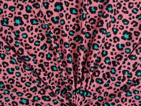 Lycra - Niebieskie cętki na różu Lycra - Niebieskie cętki na różu
