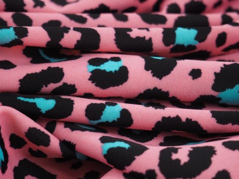 Lycra - Niebieskie cętki na różu Lycra - Niebieskie cętki na różu