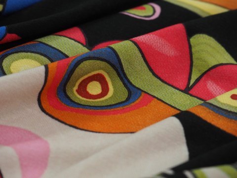 Dzianina bawełniana - Duże, etniczne kwiaty Dzianina bawełniana - Duże, etniczne kwiaty