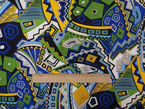 Jedwab sygnowany - Zielono-żółta geometria Jedwab sygnowany - Zielono-żółta geometria