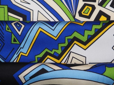Jedwab sygnowany - Zielono-żółta geometria Jedwab sygnowany - Zielono-żółta geometria