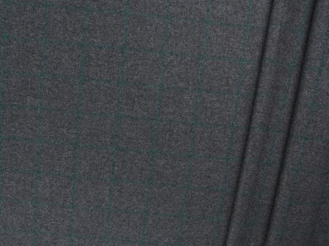 Wełna z kaszmirem - Szarośc i zielona krata Wełna z kaszmirem - Szarośc i zielona krata