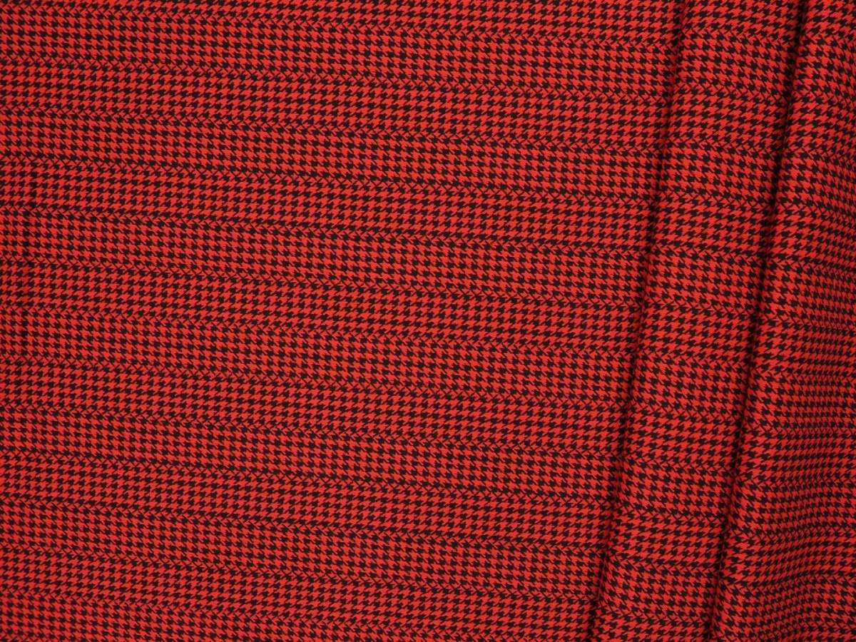 Wiskoza z acetatem - Pepitka czerń i czerwień Wiskoza z acetatem - Pepitka czerń i czerwień