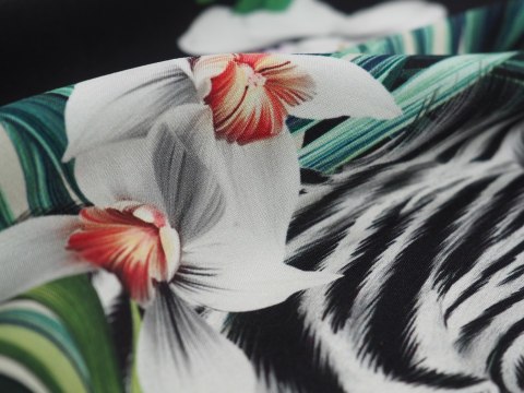 Jedwab elastyczny - Zebra i liście Jedwab elastyczny - Zebra i liście