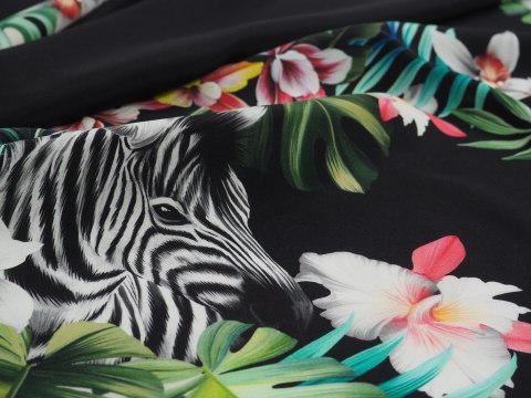Jedwab elastyczny - Zebra i liście Jedwab elastyczny - Zebra i liście