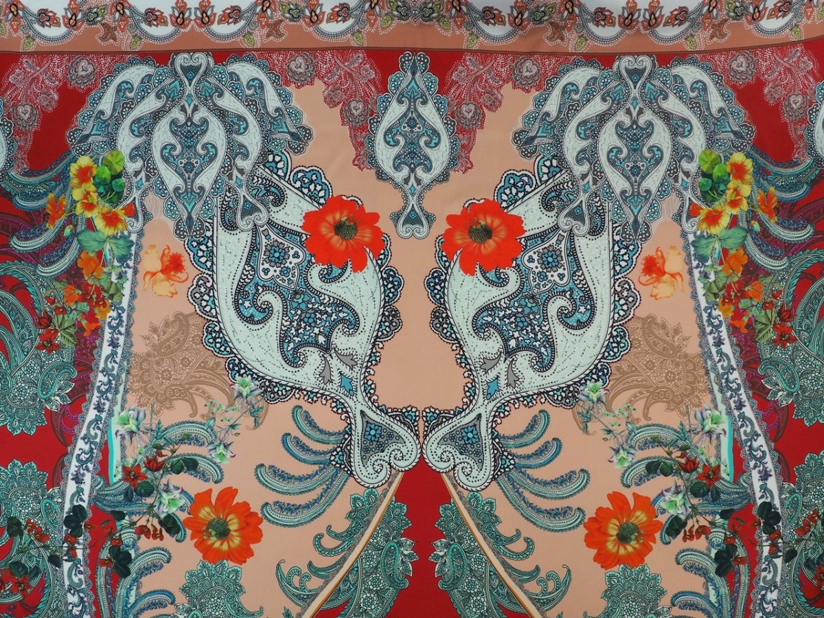 jedwab elastyczny etro ornamenty i kwiaty panel jedwab elastyczny etro ornamenty i kwiaty panel