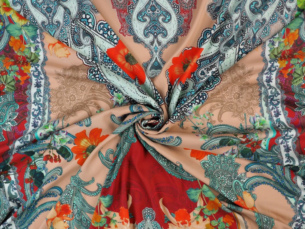 jedwab elastyczny etro ornamenty i kwiaty panel jedwab elastyczny etro ornamenty i kwiaty panel