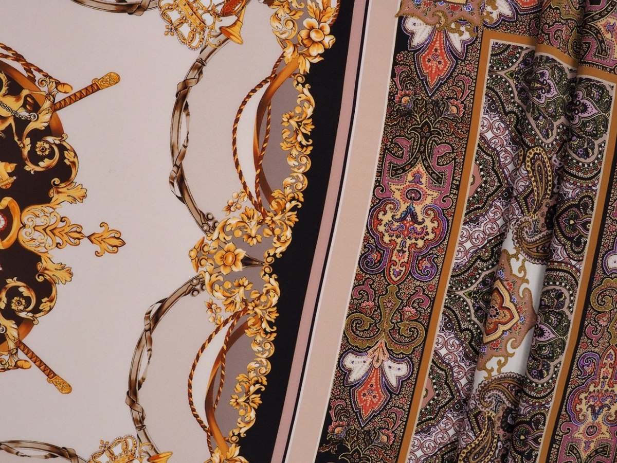 jedwab krepa herby i paisley panel jedwab krepa herby i paisley panel