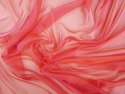 Jedwab szyfon - Różowy perłowy pomarańczowy