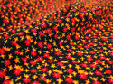 czarna wiskoza w drobne, czerwone i pomarańczowe kwiatki