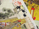 jedwab w japoński wzór z gejszą i ogrodem