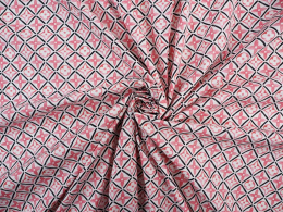 Bawełna elastyczna - Różowe rozetki na bieli