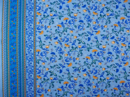 niebieska wiskoza w kwiatowy wzór z borderem