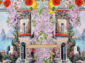 bawełna ażurowa we włoski krajobraz, kafle i kwiaty