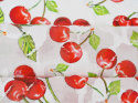 biała bawełna devore w czerwone wiśnie